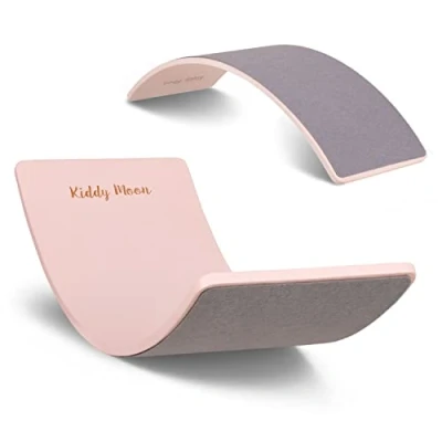 Image of KiddyMoon Wooden Balance Board For Children Swing Montessori Toy Kids Balancing Babies Toys Wobble 80X30cm, Pink