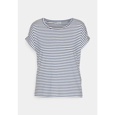 Image of ONLY Onlmoster Stripe O NECK Print Tshirt, Women&#039;s, Size: XS, Cloud dancer stripes/naval academy