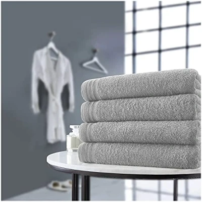 Image of GC GAVENO CAVAILIA Super Soft 4 Pack Bath Sheets, Highly Absorbent Extra Large Towel Set, 500 GSM Egyptian Cotton Bathroom Towels, Silver, 75x135