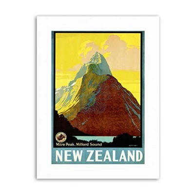 Image of Wee Blue Coo New Zealand Milford Sound Mitre Peak Mountain Picture Travel Canvas Art Print