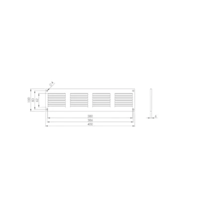 Image of White Metal Air Vent Grille 400mm x 100mm Fly Screen Flat Louvre Duct Cover