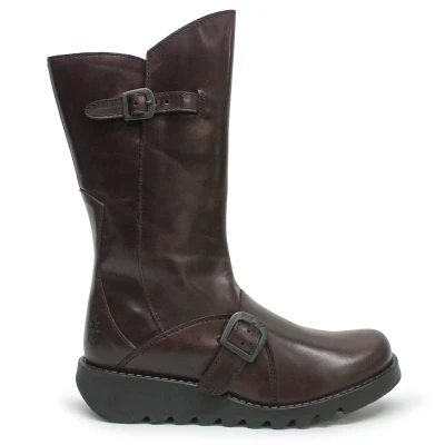 Image of Fly London Women&#039;s Mes 2 Buckle Boots, Wine Black Sole, 8 UK
