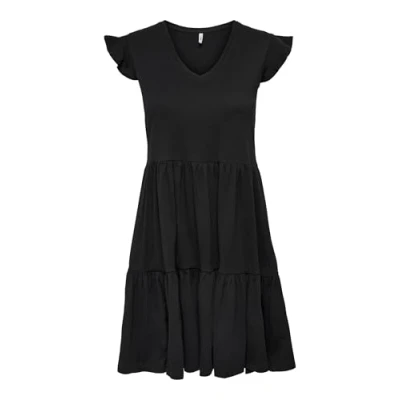Image of ONLY Women&#039;s Onlmay Cap Sleev Fril Dress Box JRS Noos, Black, XS