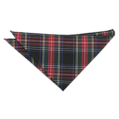 Image of DQT Mens Tartan Plaid Handkerchief Pocket Square Red &amp; Green