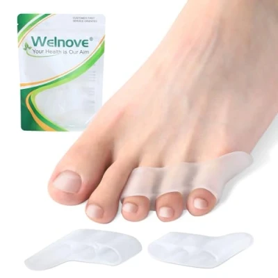 Image of Welnove Gel Pinky Toe Separators 8 Pack Spacers, Bunion Cushions Pads for Women＆Men, Silicone Little Protectors Preventing Rubbing &amp; Relieve Pressure(Clear)