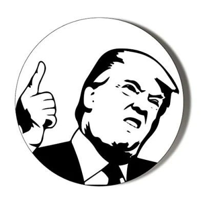 Image of Gift Insanity DONALD TRUMP CARTOON POINTING FINGER 77mm Novelty Badge