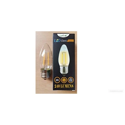 Image of 2 Watt LED Clear Candle Filament Light Bulb E27 ES Screw in Pack of
