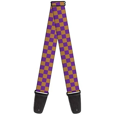 Image of Buckle Down GS W32947 &quot;Checker Purple/Gold&quot; Guitar Strap