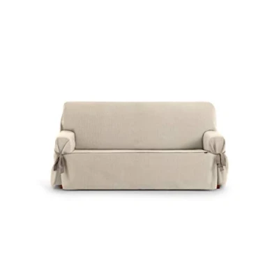 Image of Eysa Rabat adjustable universal sofa cover with ties 2 seaters color 00/ecru