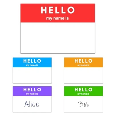 Image of Hello My Name is, Labels Stickers, 5 Colours 7.5 x 5cm, Pack of 250