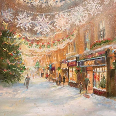 Image of Museums &amp; Galleries Pack of 5 Artistic Charity Christmas Cards (MG 289540 XAH) Festive Lights 1 Design From
