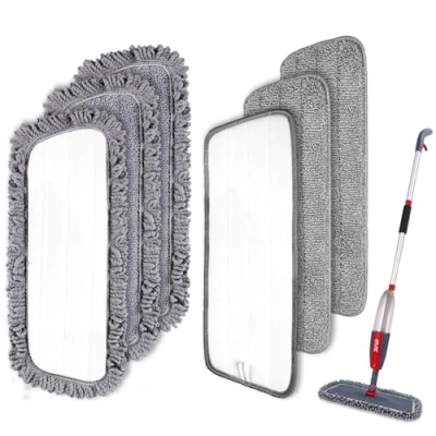 Image of Microfiber Spray Mop Pads Replacement for Floor Cleaning Mops Heads Washable Reusable Flat Refills Fit All &amp; Reveal Mop, Rags 6 Pack/Set