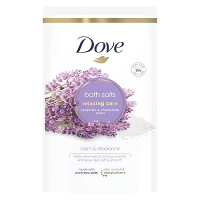 Image of Dove Relaxing Care Lavender &amp; Chamomile Bath Salts with Skin Natural moisturisers to Relax Your Mind Body, Leaving Smooth Soft 900 g