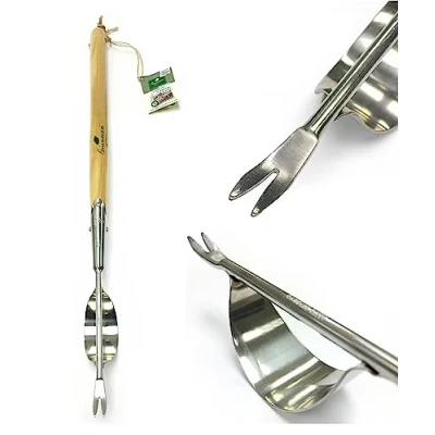 Image of Greenman Dandelion Fishtail Weeder Daisy Grubber Long Ash Handled Stainless Steel 72cm x 5cm