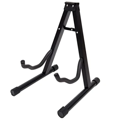 Image of Straame Universal Guitar Stand A frame Holder, Sturdy, Portable &amp; Foldable Floor For All Guitars Electric Travel Fit Non Slip Feet Black