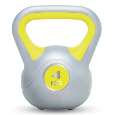 Image of Urban Fitness Unisex Vinyl Kettlebell, yellow, One Size UK, 4.0 kg