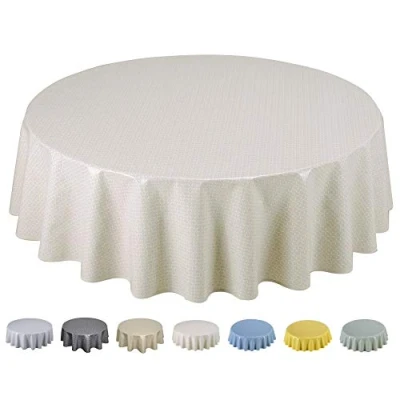 Image of Home Direct Round Oilcloth PVC Wipe Clean Tablecloth 160cm 62&quot; Beige