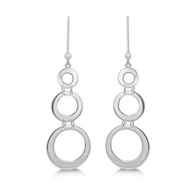 Image of Tuscany Silver Women&#039;s Sterling Triple Cut Out Circle Drop Earrings