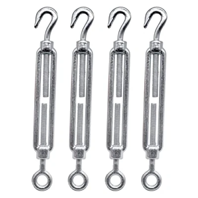 Image of (Pack of 4 pcs) Turnbuckle Wire Tensioner M8, Adjustable Turnbuckles Hook And Eye, Rope Cable Tension (4 pcs, M8)