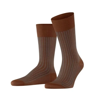 Image of FALKE Men&#039;s Oxford Stripe M SO Cotton Patterned 1 Pair Socks, Brown (Terracotta 5035), 10 11