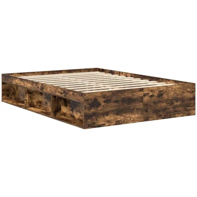 Image of vidaXL Bed Frame without Mattress Smoked Oak 150x200 cm King Size