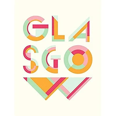 Image of Wee Blue Coo Glasgow Colourful Word Art Wall Print 12X16