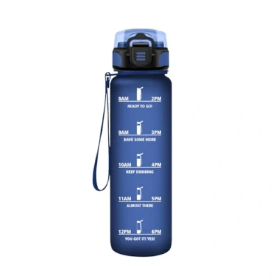 Image of HoneyHolly Sports Water Bottle, 500 ml, Leak Proof Plastic, Suitable for Carbonated Drinks, Bottle Bicycle, Children, School, Fitness, Yoga, Navy Blue