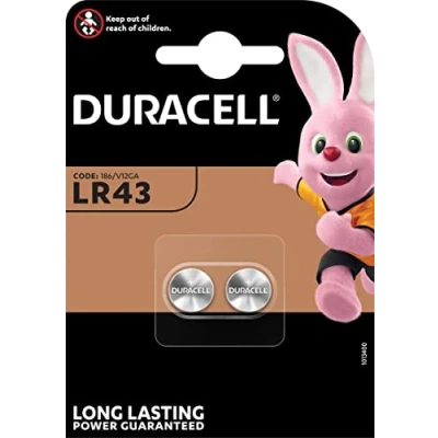 Image of Duracell LR43 186 V12GA 1.5V Batteries (Pack of 2 Batteries)