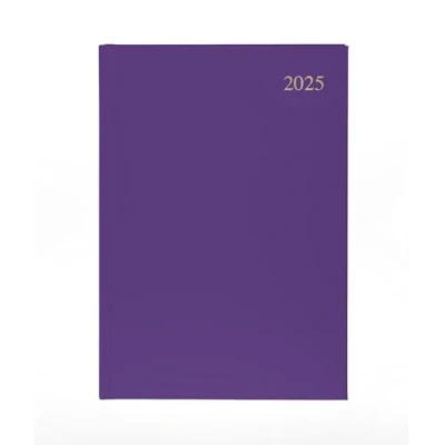 Image of Collins Essential 2025 Business Diary A4 Week to View Planner with Leathergrain Hardback Cover Purple ESSA43.55 25