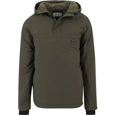 Image of Urban Classics Men&#039;s Padded Pull Over Jacket, Green (Olive), Medium