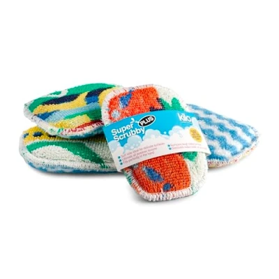 Image of Kilo Non Scratch Washing Up Super Scrubby Sponge/Scouring Pad, Double Sided Eco Freindly Cotton Mini Cleaning Cloth Scourer (Set of 4)