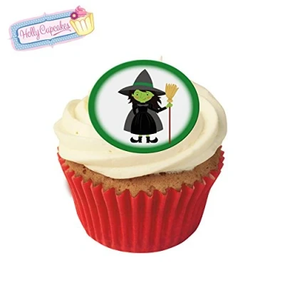 Image of 24 Fabulous Pre Cut Edible Wafer Cake Toppers: Wizard of Oz Wicked Witch