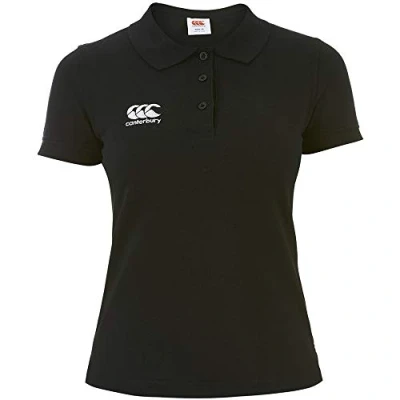 Image of Canterbury Women&#039;s Waimak Cotton Polo Shirt Rugby Casual Top For Long Lasting Comfort, Black, 6