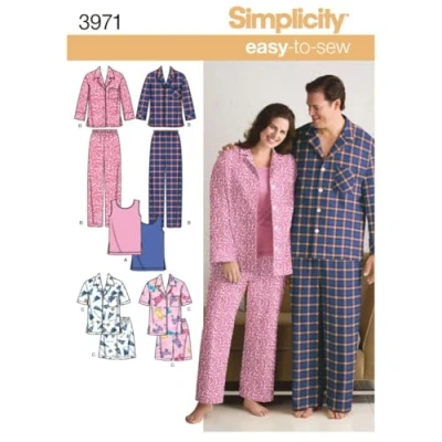 Image of Simplicity unisex adult Simplcity 3971Women s Men Plus Size Sleepwear, White, BB XL XXL XXXL UK