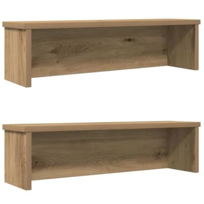 Image of vidaXL artisan oak stackable kitchen racks engineered wood storage shelves 50x15x16 cm versatile organizers