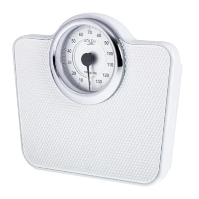 Image of ADLER AD 8180 Mechanical Personal Scales Body Weight Analogue Fitness 136 kg Capacity Diameter 15 cm Dial Non Slip Surface Easy to Read Calibrated with Button, White