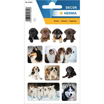 Image of HERMA 15622 Self Adhesive Permanent Paper Dog Stickers 3 Sheets / 24