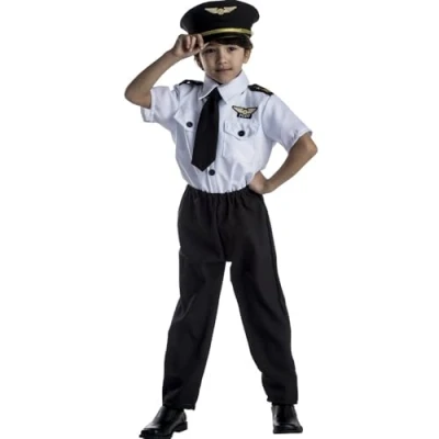 Image of Dress Up America Pilot Costume for Kids Airline Captain Uniform Career Day Children