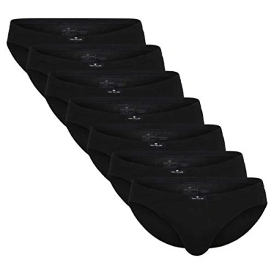 Image of Tom Tailor Pack of 7 Men&#039;s Briefs Made from 100% Natural Cotton Black X Large