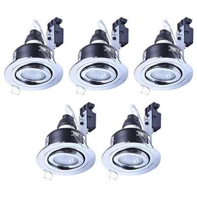 Image of LITECRAFT Recessed Downlight IP65 Rated Tiltable Spotlight (Polished Chrome, Pack of 5)
