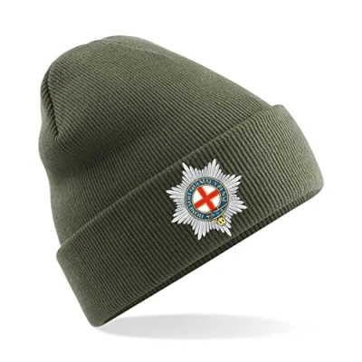 Image of PSave Coldstream Guards Insignia Mens Premium Embroidered Beanie Hat, Bob Hat British Army Military (Military Green)