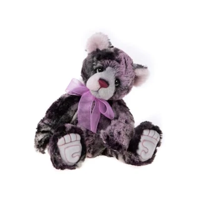 Image of Charlie Bears 2023 Birthday Bear Plush Teddy Bear, Purple Black White Handmade, Collectable, Fully Jointed, Ages 3+