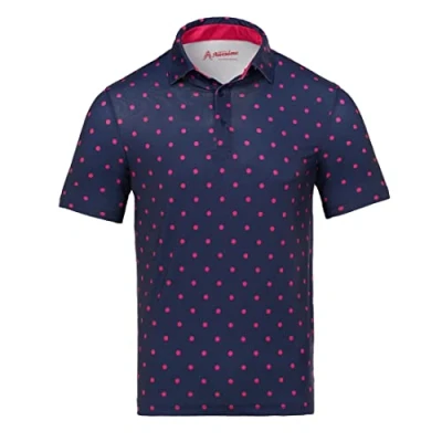 Image of Royal &amp; Awesome Navy and Pink Golf Polo Shirts for Men, Tops Men&#039;s Shirts, Mens