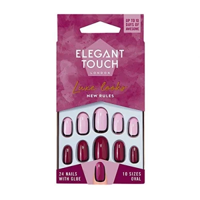 Image of Elegant Touch Luxe Looks New Rules 10 Sizes Oval 24 Nails with Glue