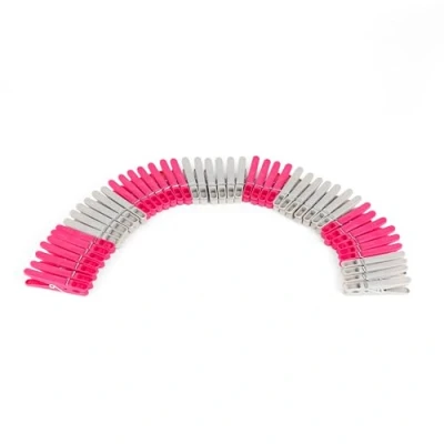 Image of Kleeneze COMBO 6530 Steady Grip Clothes Pegs, 12 x Packs of 50, 600 Peg Grips, Use on Indoor &amp; Outdoor Washing Lines, Non Slip, Rust Moisture Resistant, Strong Durable Grey/Pink