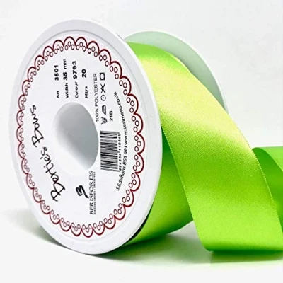 Image of Berisfords Ribbon, Polyester, Green, 20m x 35mm