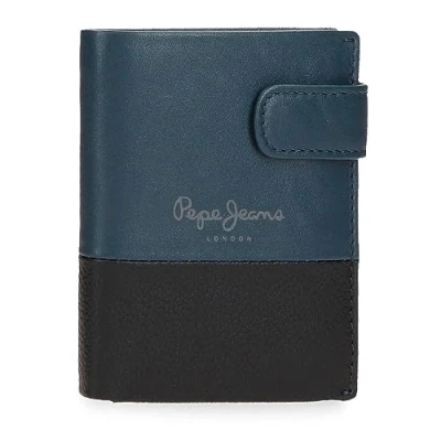 Image of Pepe Jeans Dual Vertical wallet with click closure Blue 8.5 x 10.5 1 cm Leather, blue, One Size,