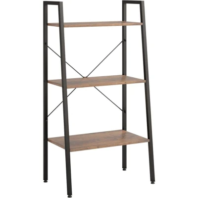 Image of vidaXL 3 Tier Standing Shelf Dark Brown and Black 56x35x108 cm