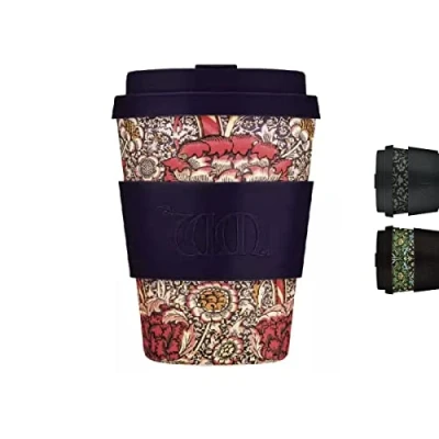 Image of 12oz 350ml William Morris Reusable Eco Friendly 100% Plant Based Coffee Cup Melamine Free &amp; Biodegradable Dishwasher/Microwave Safe Travel Mug, Wandle