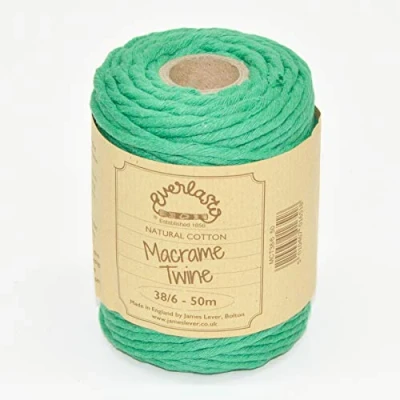 Image of 50M Spools Everlasto Single Twist Soft Cotton Coloured Macrame Craft Twine 38/6 (4mm approx) (Emerald Green)
